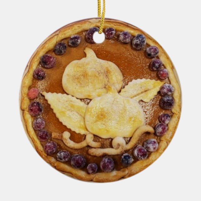 Décoration En Céramique Citrouille Pie Alimentation Photo Noël (Devant)