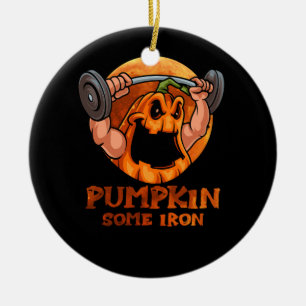 Décoration En Céramique Citrouille Un Fer Drôle Halloween Gym Ascenseur D'