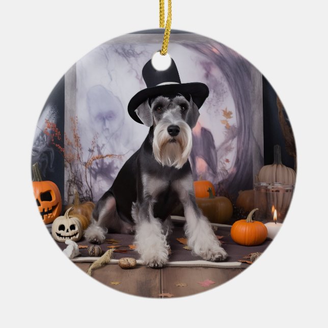 Décoration En Céramique Citrouilles de Schnauzer miniature Halloween (Devant)