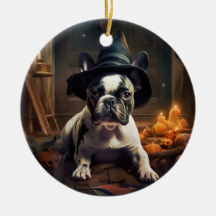 Décoration En Céramique Citrouilles d'Halloween effrayantes de Bouledogue 