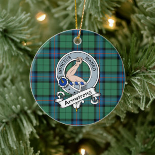 Décoration En Céramique Clan Armstrong Ancien Badge Tartan Plaid