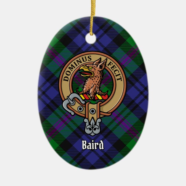 Décoration En Céramique Clan Baird Crest sur Tartan (Devant)