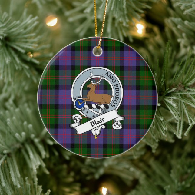 Décoration En Céramique Clan Blair Insigne moderne Tartan Plaid (Arbre)