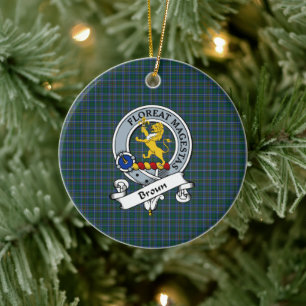 Décoration En Céramique Clan Broun Badge Tartan Plaid