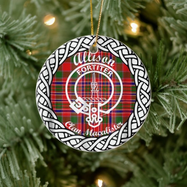 Décoration En Céramique Clan écossais Allison Tartan et Crest (Arbre)