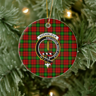 Décoration En Céramique Clan écossais Auchinleck Tartan et Crest