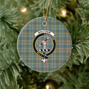 Décoration En Céramique Clan écossais Balfour Tartan et Crest