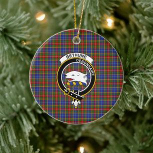 Décoration En Céramique Clan écossais Bethune Tartan et Crest