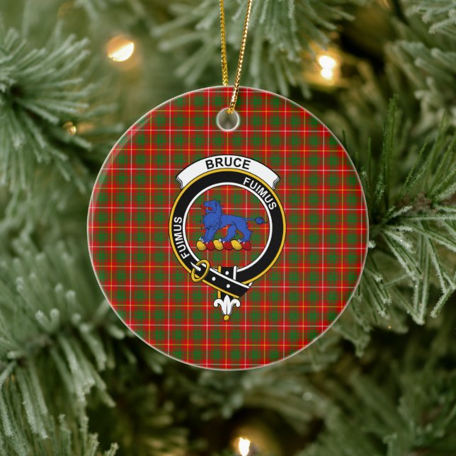 Décoration En Céramique Clan écossais Bruce Tartan et Crest (Arbre)