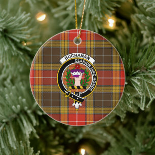 Décoration En Céramique Clan écossais Buchanan Old Set Tartan Patiné
