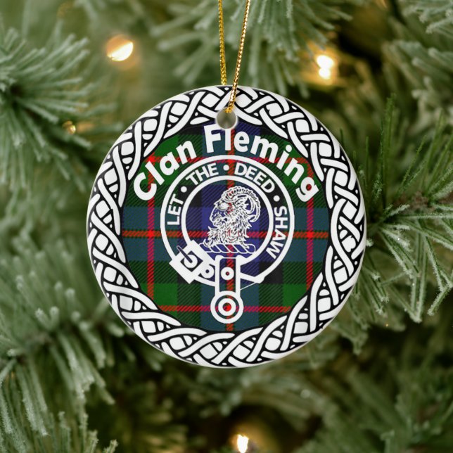 Décoration En Céramique Clan écossais Fleming Tartan et Crest (Arbre)