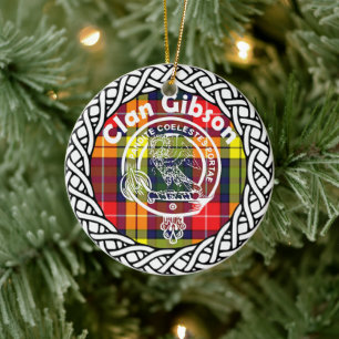 Décoration En Céramique Clan écossais Gibson Tartan et Crest