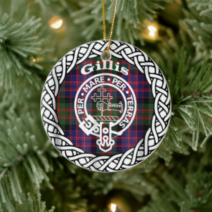 Décoration En Céramique Clan écossais Gillis Tartan et Crest