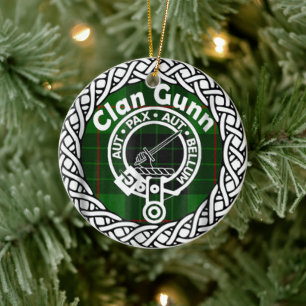 Décoration En Céramique Clan écossais Gunn Tartan et Crest