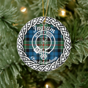 Décoration En Céramique Clan écossais Ingram Tartan et Crest