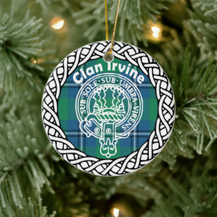 Décoration En Céramique Clan écossais Irvine Tartan et Crest
