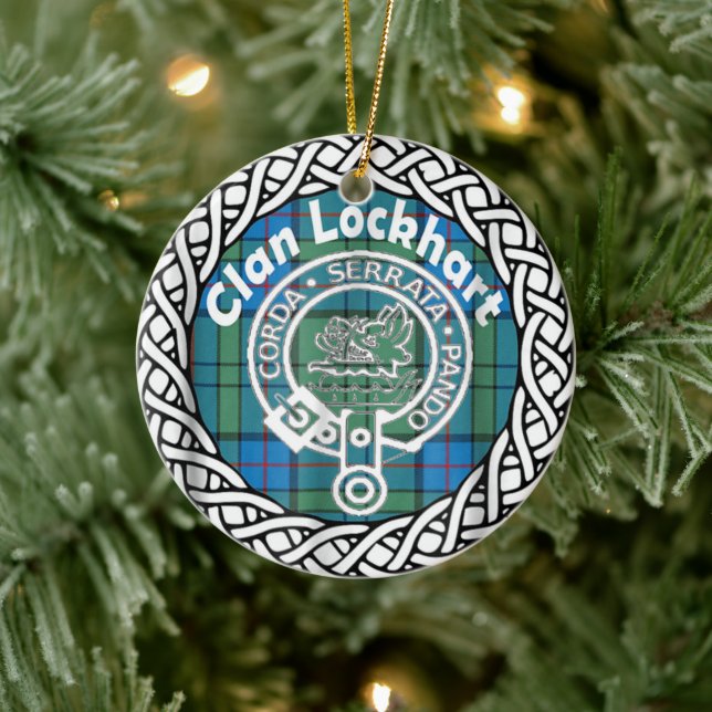 Décoration En Céramique Clan écossais Lockhart Tartan et Crest (Arbre)