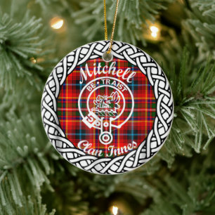 Décoration En Céramique Clan écossais Mitchell Tartan et Crest