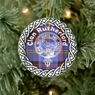 Décoration En Céramique Clan écossais Rutherford Tartan et Crest