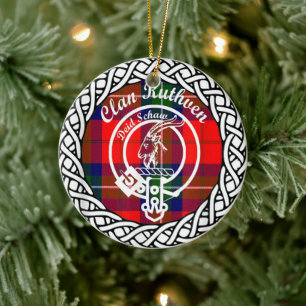 Décoration En Céramique Clan écossais Ruthven Tartan et Crest
