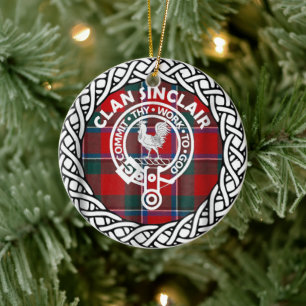Décoration En Céramique Clan écossais Sinclair Tartan et Crest