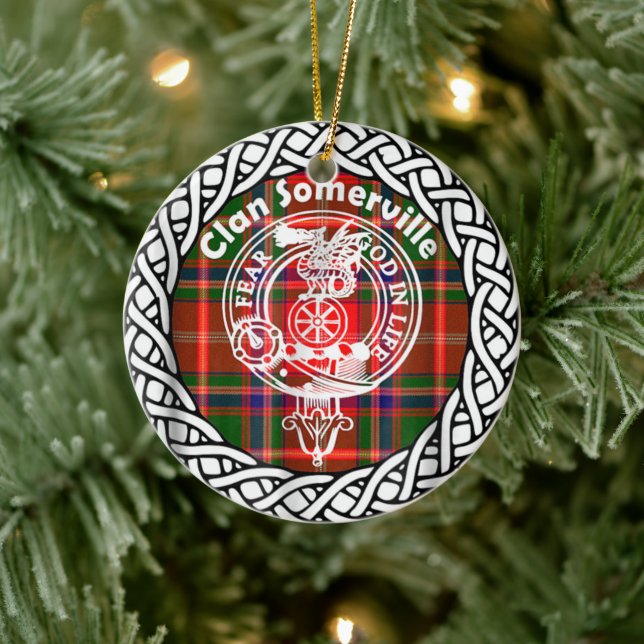 Décoration En Céramique Clan écossais Somerville Tartan et Crest (Arbre)