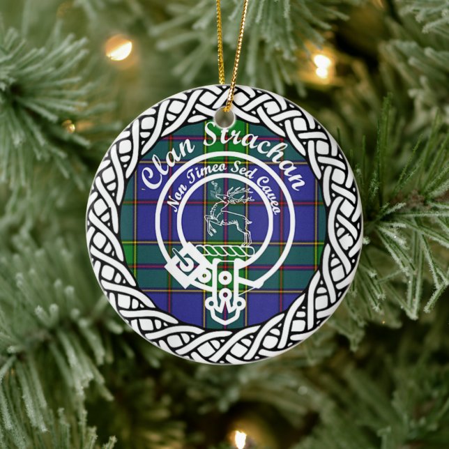 Décoration En Céramique Clan écossais Strachan Tartan et Crest (Arbre)