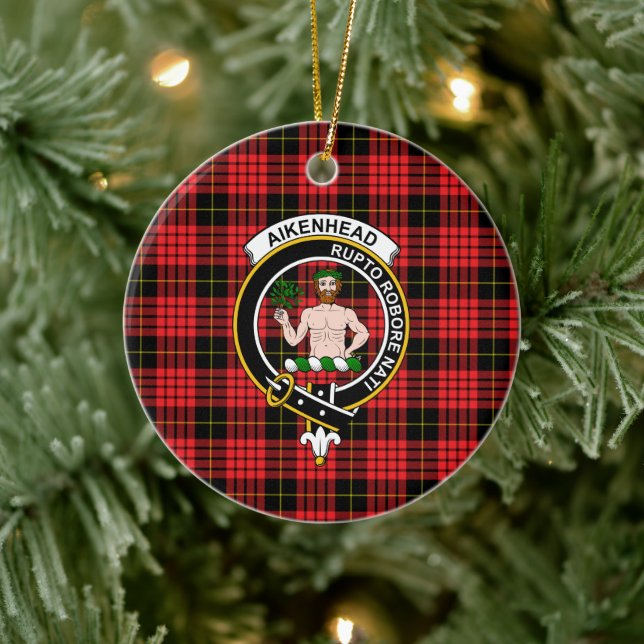 Décoration En Céramique Clan écossais Tartan en tête d'Aikenhead et Crest (Arbre)