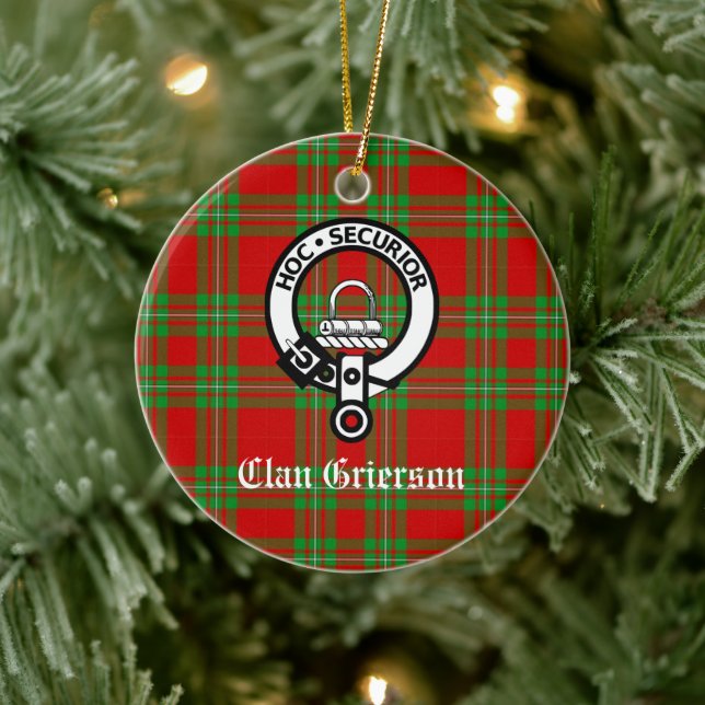 Décoration En Céramique Clan Grierson Crest Badge & Tartan (Arbre)
