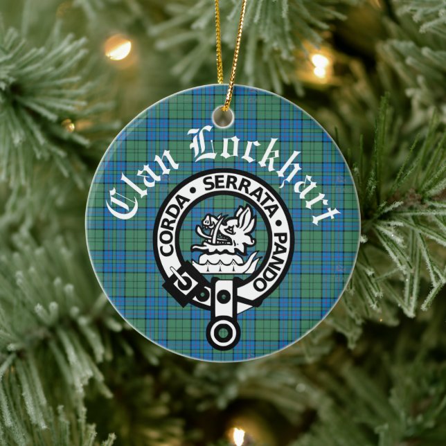 Décoration En Céramique Clan Lockhart Crest Badge & Tartan (Arbre)
