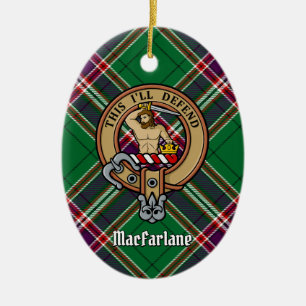 Décoration En Céramique Clan MacFarlane Crest sur Tartan de chasse moderne