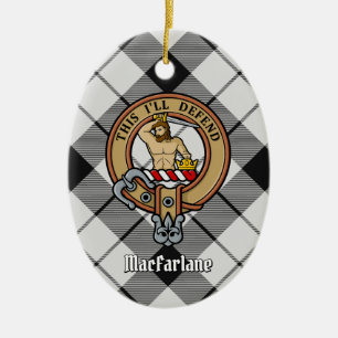 Décoration En Céramique Clan MacFarlane Crest sur tarte noir et blanc