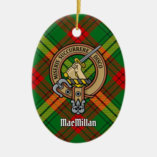 Décoration En Céramique Clan MacMillan Crest sur Tartan (Devant)