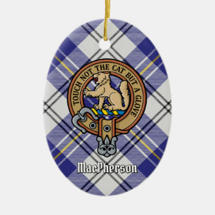 Décoration En Céramique Clan MacPherson Crest sur la robe bleue Tartan