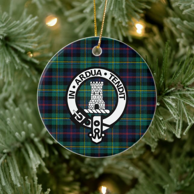 Décoration En Céramique Clan Malcolm Tartan et Crest (Arbre)