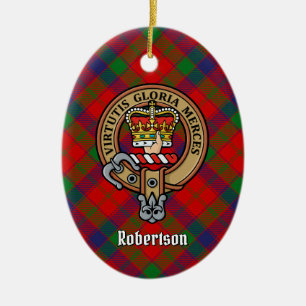 Décoration En Céramique Clan Robertson Crest sur Tartan