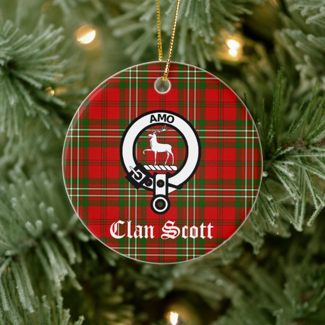 Décoration En Céramique Clan Scott Crest Badge et Tartan (Arbre)