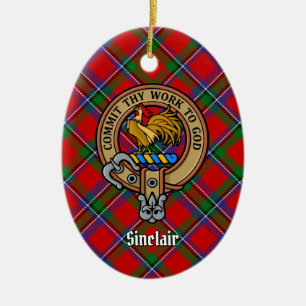 Décoration En Céramique Clan Sinclair Crest sur Tartan