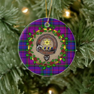 Décoration En Céramique Clan Wardlaw Badge & Tartan Noël personnalisé
