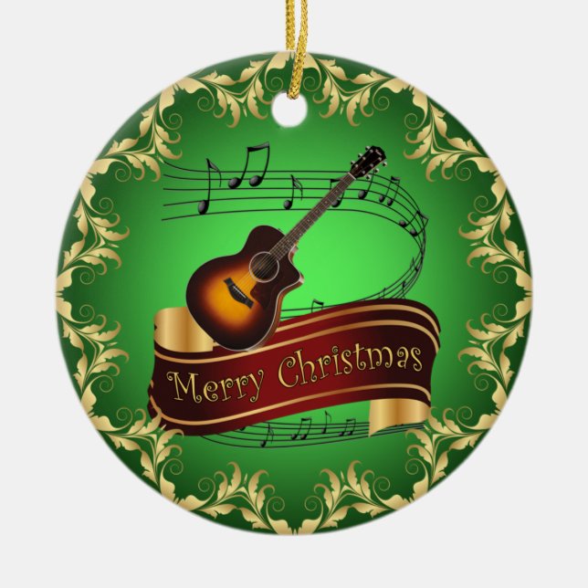 Décoration En Céramique Clarinet ~ Scroll musical ~ Joyeux Noël ~ (Devant)