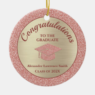 Décoration En Céramique Classe de 2021 Graduation Pink Gold Parties scinti