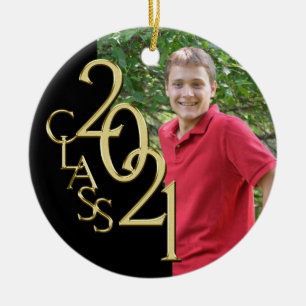 Décoration En Céramique Classe de diplômes 2021 Photo Black with Gold