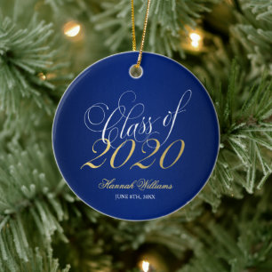 Décoration En Céramique Classe d'or de script Blue de 2020