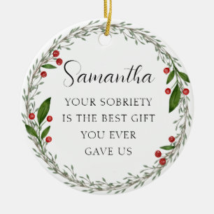 Décoration En Céramique Classic Custom Sobriety Milestone Sober Noël