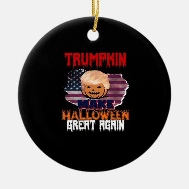 Décoration En Céramique Classique d'Halloween de Trumpkin (Devant)