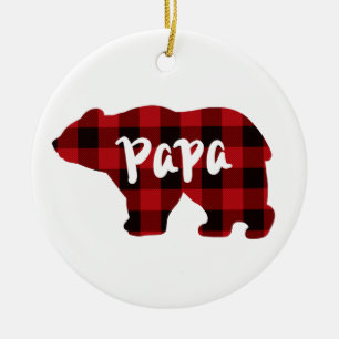 Décoration En Céramique classique rouge noir plaid cadeau ours de pavot po