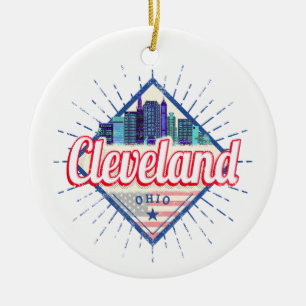 Décoration En Céramique Cleveland Ohio États-Unis Paysage urbain Vintage U