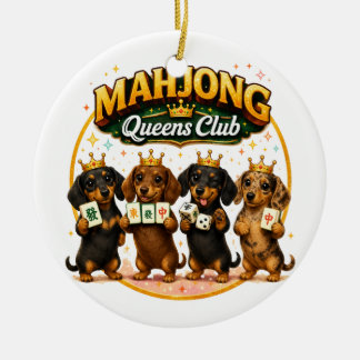 Décoration En Céramique Club des Reines de Mahjong Adorables Dachshunds