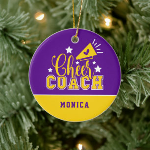 Décoration En Céramique Coach Cheer personnalisé violet et jaune
