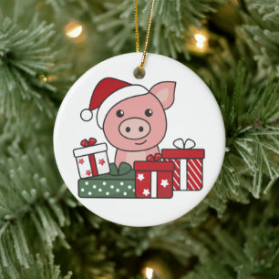 Décoration En Céramique Cochon Noël Cadeau Animaux d'hiver Cochons Porcs e